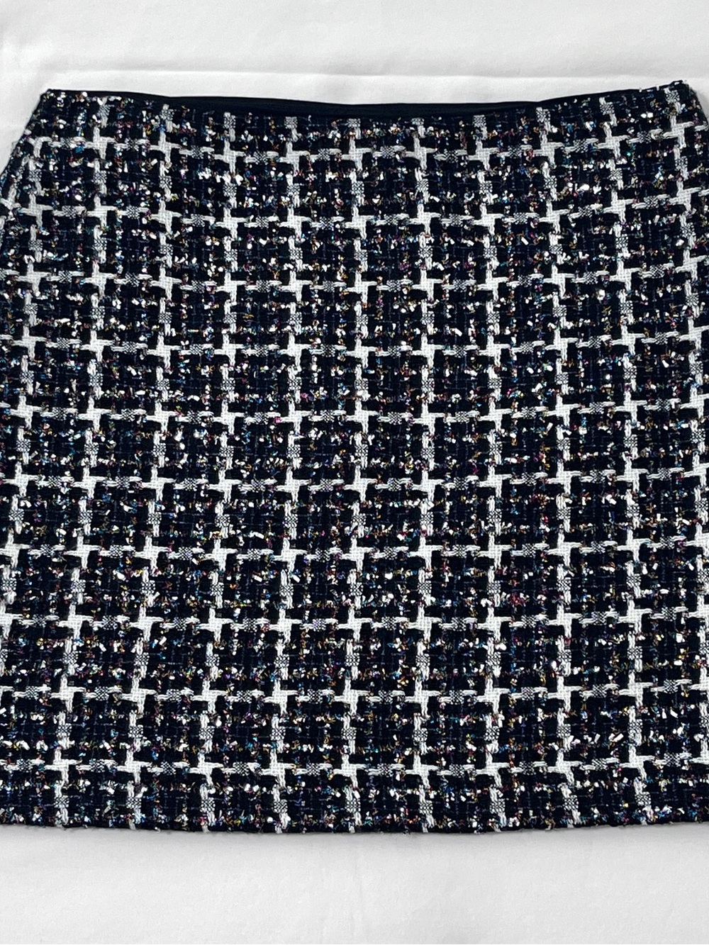 LOFT Multicolor Metallic Tweed Houndstooth Mini Skirt Size 8 - Picture 2 of 5